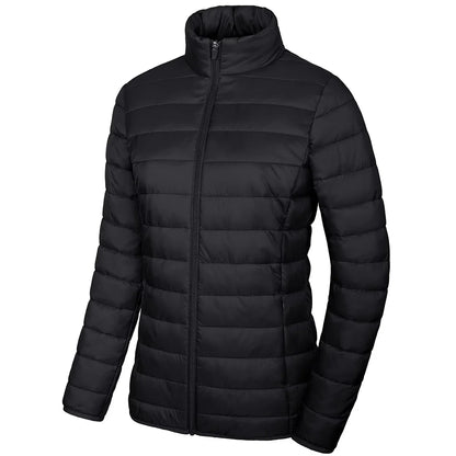 Women’s Lightweight Quilted Puffer Jacket Winter Zip Up Stand Collar