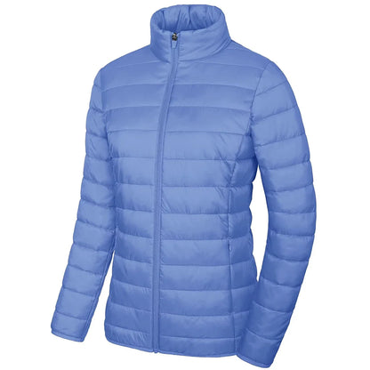 Women’s Lightweight Quilted Puffer Jacket Winter Zip Up Stand Collar