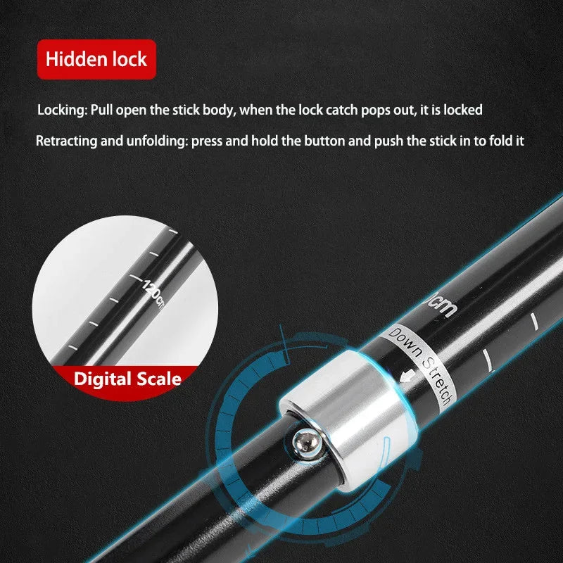 Telescopic Trekking Pole 5 Section Folding Portable with Carry Bag