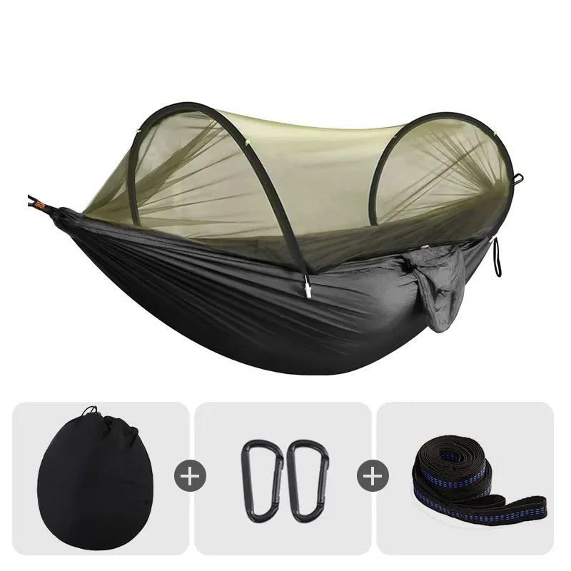 3 in 1 Camping Hammock with Mosquito Net Quick Opening Nylon