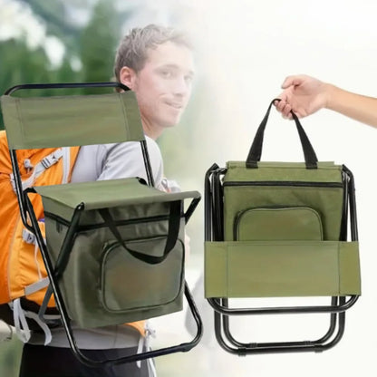 Folding Camping Chair with Backrest and Storage Bag Oxford Fabric