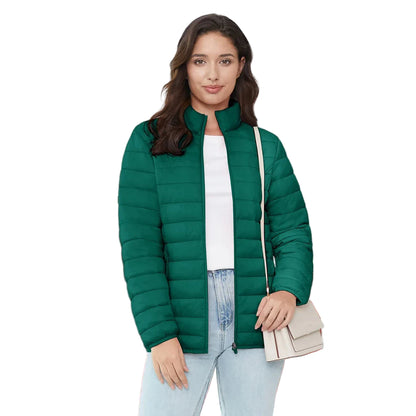 Women’s Lightweight Quilted Puffer Jacket Winter Zip Up Stand Collar