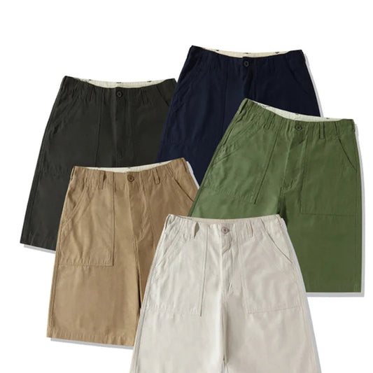 Unisex Hiking Workwear Shorts Cotton Twill Loose Fit Multi Pocket
