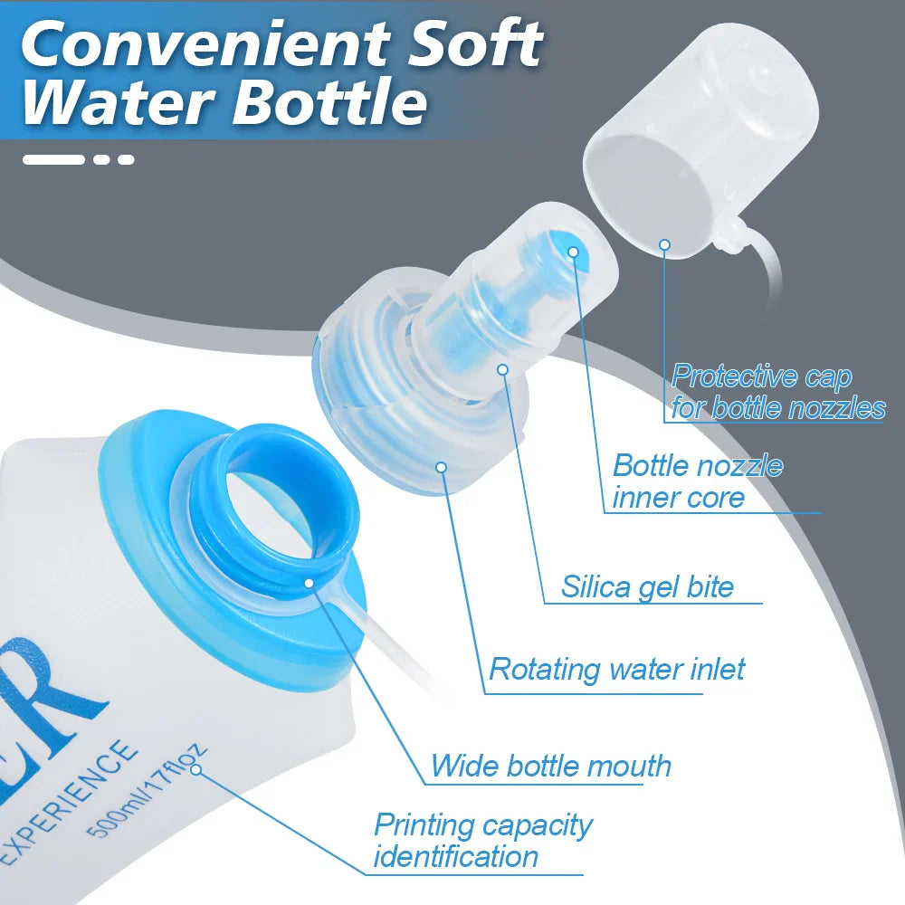150 to 750 mL Collapsible Silicone Water Bottle for Hiking and Camping