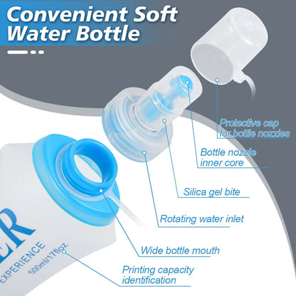 150 to 750 mL Collapsible Silicone Water Bottle for Hiking and Camping