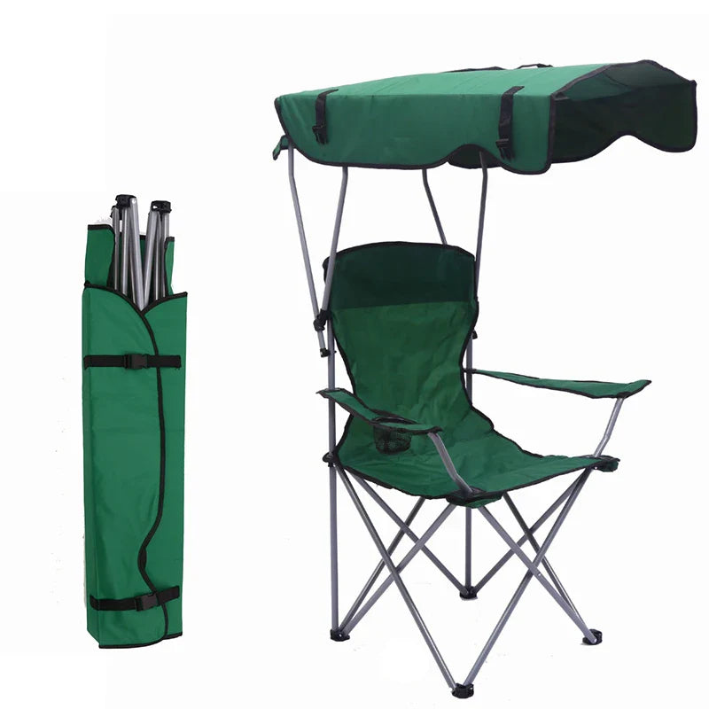 Folding Camping Chair With Cup Holder Canopy and Carry Bag