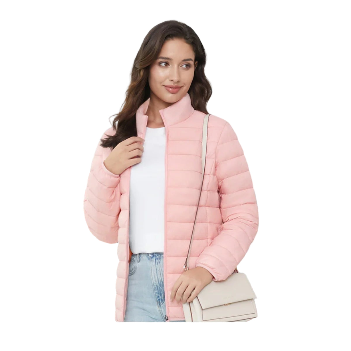 Women’s Lightweight Quilted Puffer Jacket Winter Zip Up Stand Collar