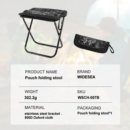 Folding Camping Stool Lightweight Stainless Steel with Storage Pocket