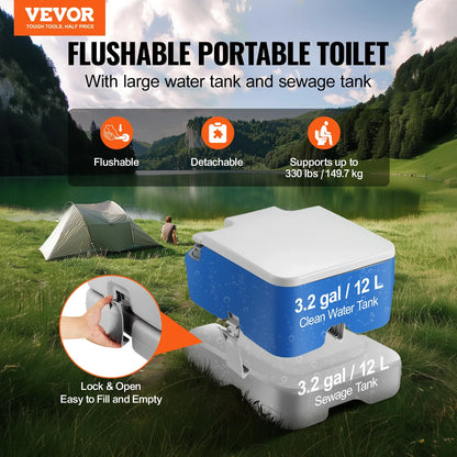 Portable Camping Toilet with Pressurized Flush