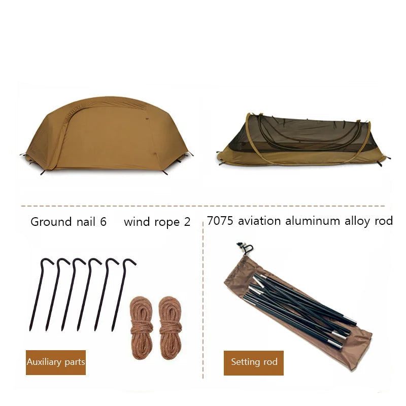 1 Person Lightweight Nylon Camping Tent with Mosquito Net Waterproof