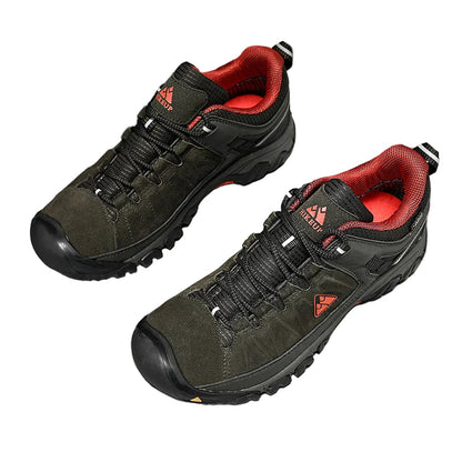 Men’s Leather Hiking Shoes Rubber Sole for Walking and Climbing