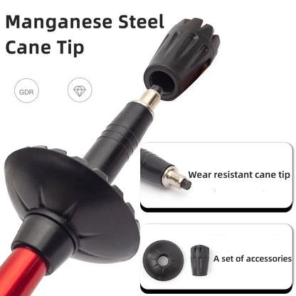 Telescopic Trekking Pole 5 Section Folding Portable with Carry Bag