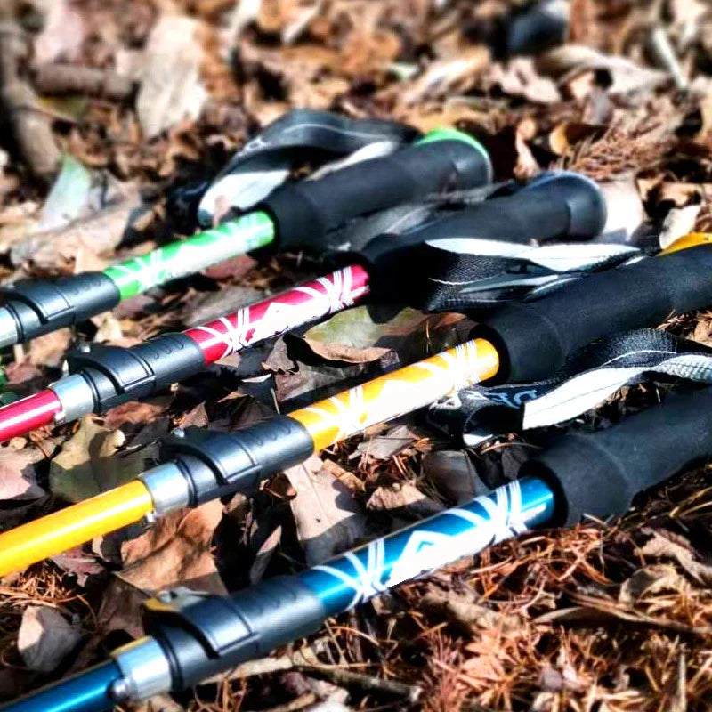 5 Section Telescopic Trekking Pole Folding Portable with Carry Bag