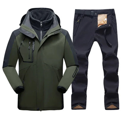 Men’s Winter Waterproof Jacket and Pants Set Windproof