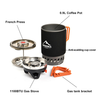 Camping Cooking Pot with Heat Exchanger for Gas Stoves