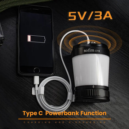 USB C Rechargeable Camping Lantern 21700 Variable 2700 to 5000 K