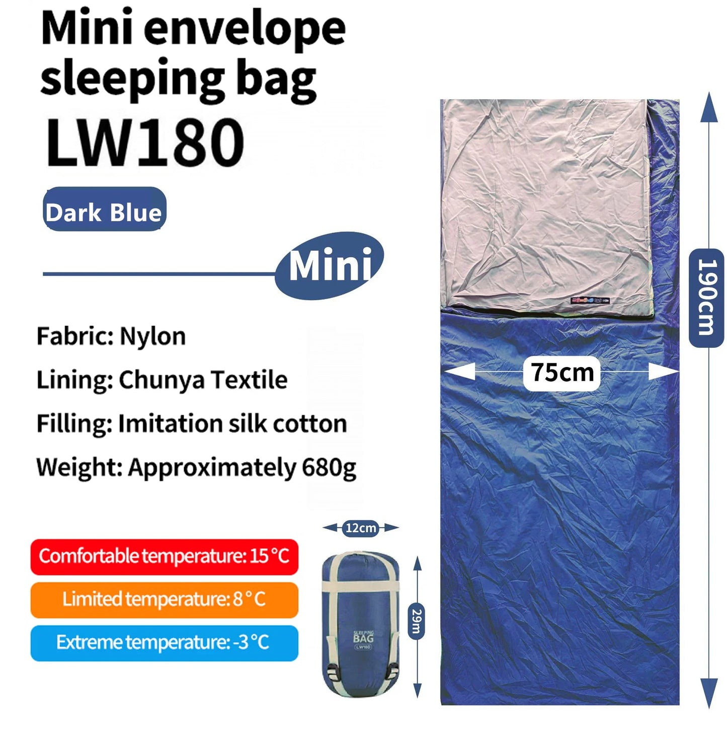 Ultralight Adult Sleeping Bag Compact Waterproof Washable Down Cotton