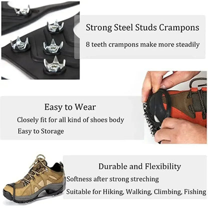8 Teeth Ice Gripper Spikes for Shoes Winter Anti Slip Crampons