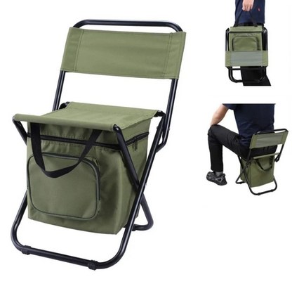 Folding Camping Chair with Backrest and Storage Bag Oxford Fabric