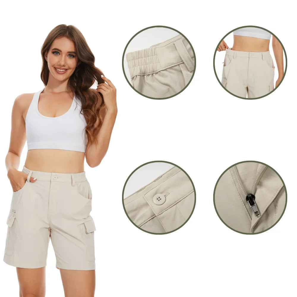 Women’s Hiking Shorts Quick Dry Waterproof Ripstop with Zipper Pockets