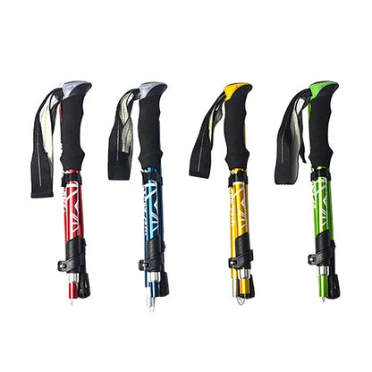 5 Section Telescopic Trekking Pole Folding Portable with Carry Bag
