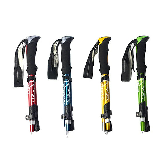 5 Section Telescopic Trekking Pole Folding Portable with Carry Bag