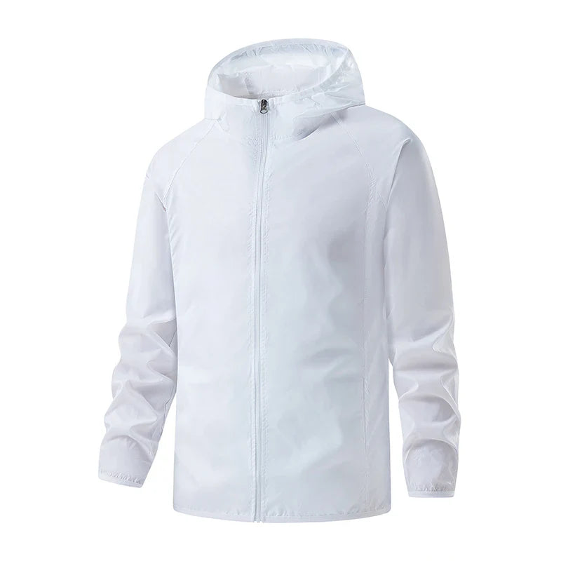 Unisex Hiking Rain Jacket Waterproof Windbreaker with Sun Protection
