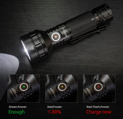 USB C Rechargeable LED Flashlight 21700 2100 lm 680 m Throw