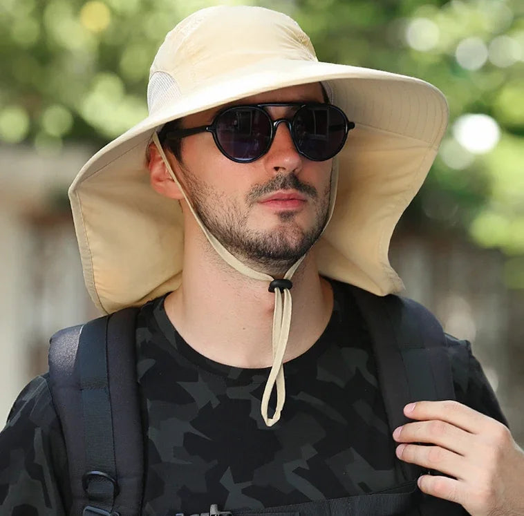 Unisex Wide Brim Bucket Hat with Neck Cover