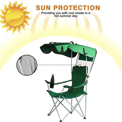 Folding Camping Chair With Cup Holder Canopy and Carry Bag
