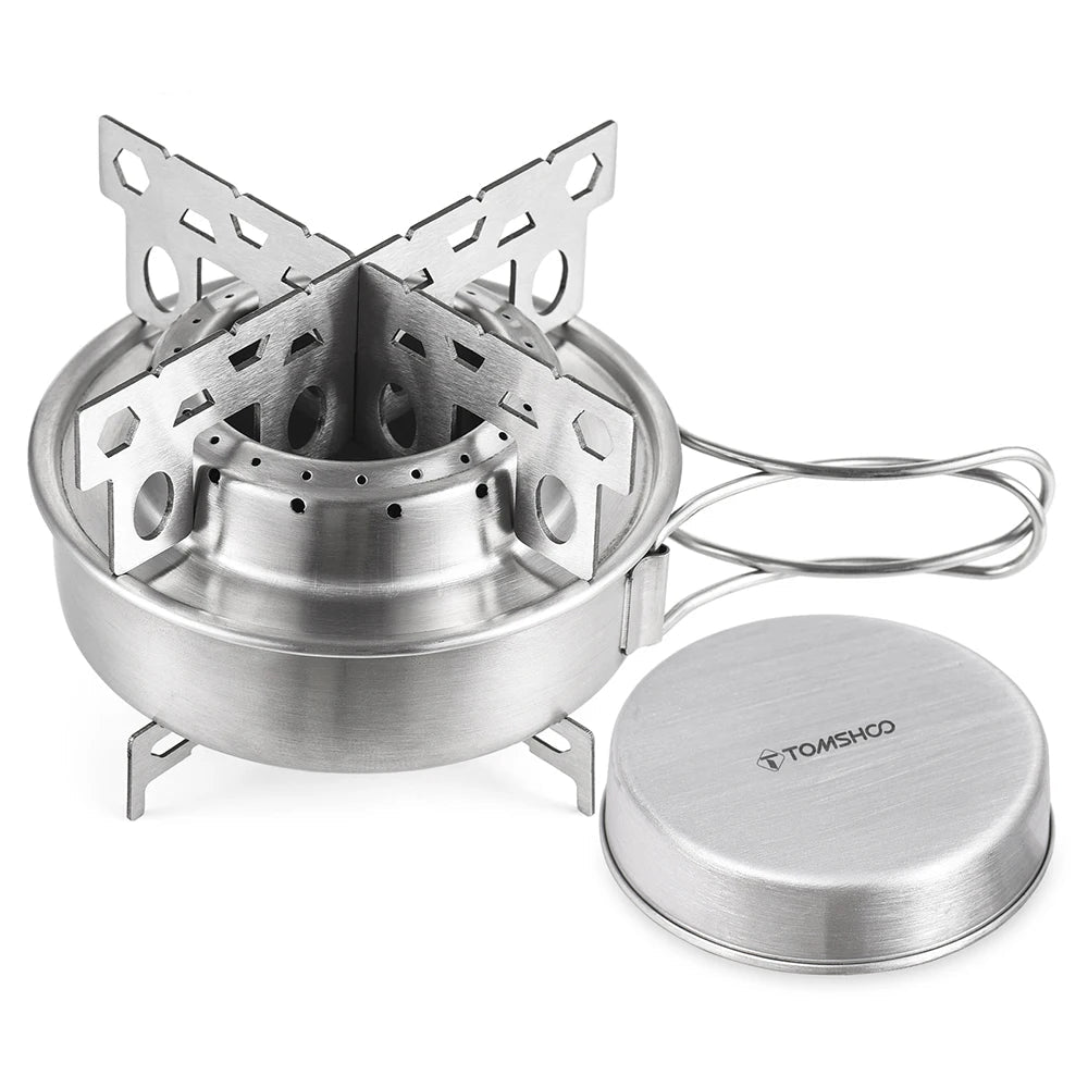 Portable Alcohol Stove Stainless Steel with Foldable Handles