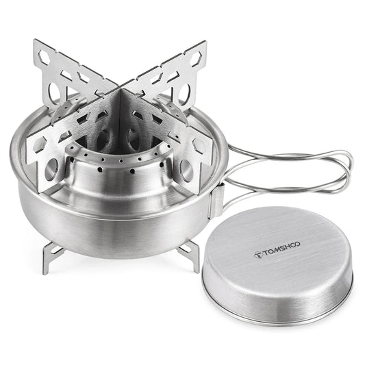 Portable Alcohol Stove Stainless Steel with Foldable Handles