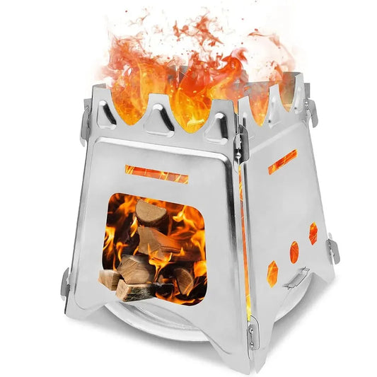 Foldable Stainless Steel Wood Stove for Hiking and Camping