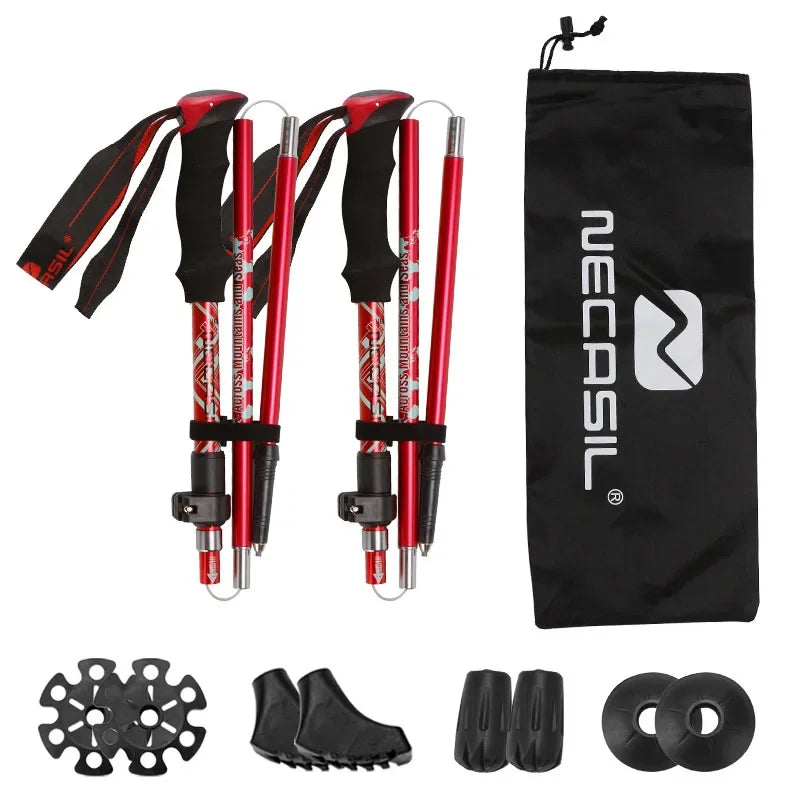 2 PCS Ultralight Folding Trekking Poles for Hiking
