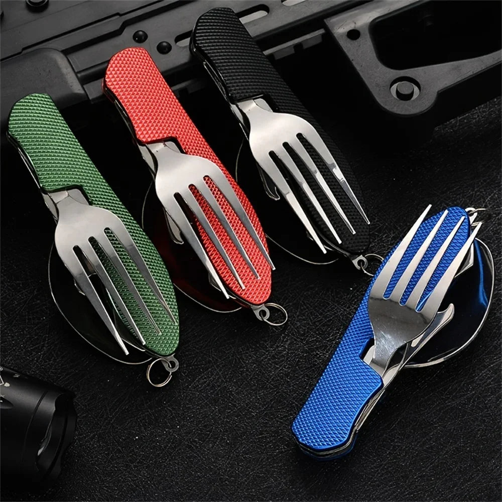 Foldable Camping Utensil Set Knife Fork Spoon Combo Portable