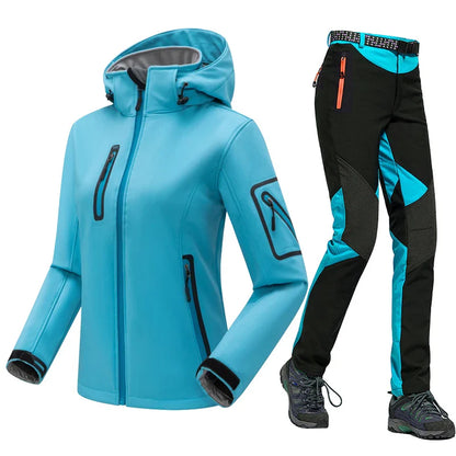 Women’s Winter Softshell Fleece Jacket and Pants Waterproof