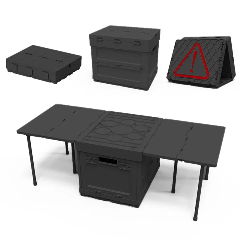 Portable Folding Camping Table with Storage Box and Lid