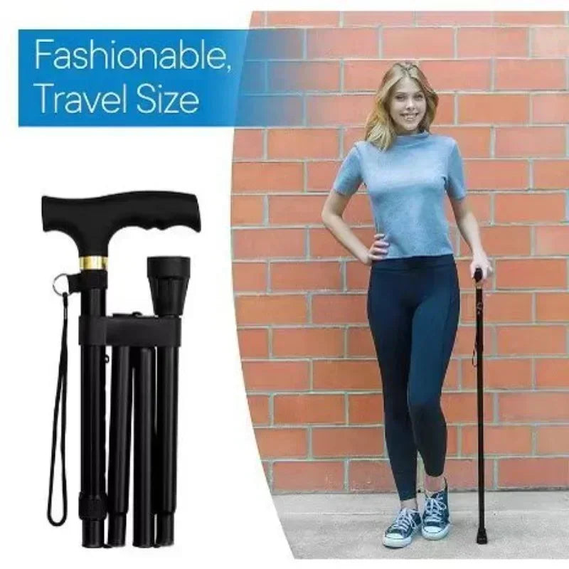 Folding Trekking Pole Aluminum Alloy 4 Section Adjustable Anti Slip