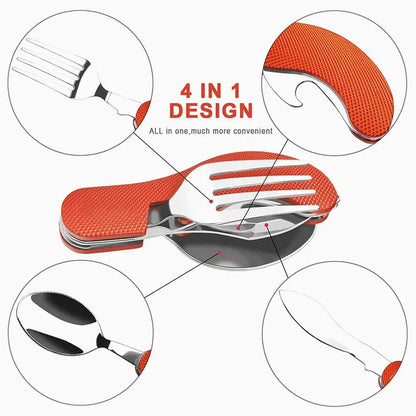 Foldable Camping Utensil Set Knife Fork Spoon Combo Portable