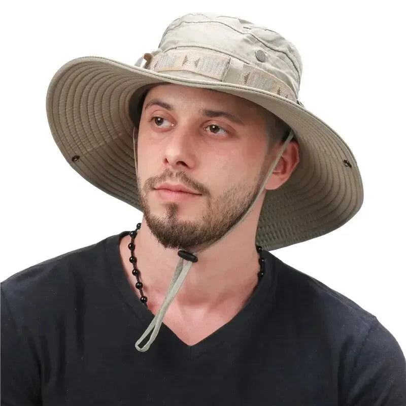 Men’s Wide Brim Bucket Hat - Breathable Anti-UV