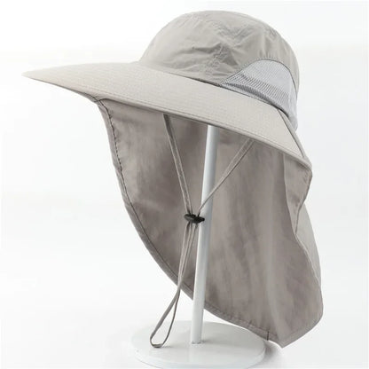 Unisex Wide Brim Bucket Hat with Neck Cover