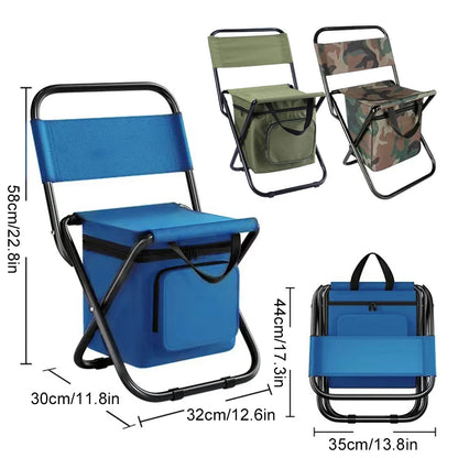 Folding Camping Chair with Backrest and Cooler Bag Lightweight
