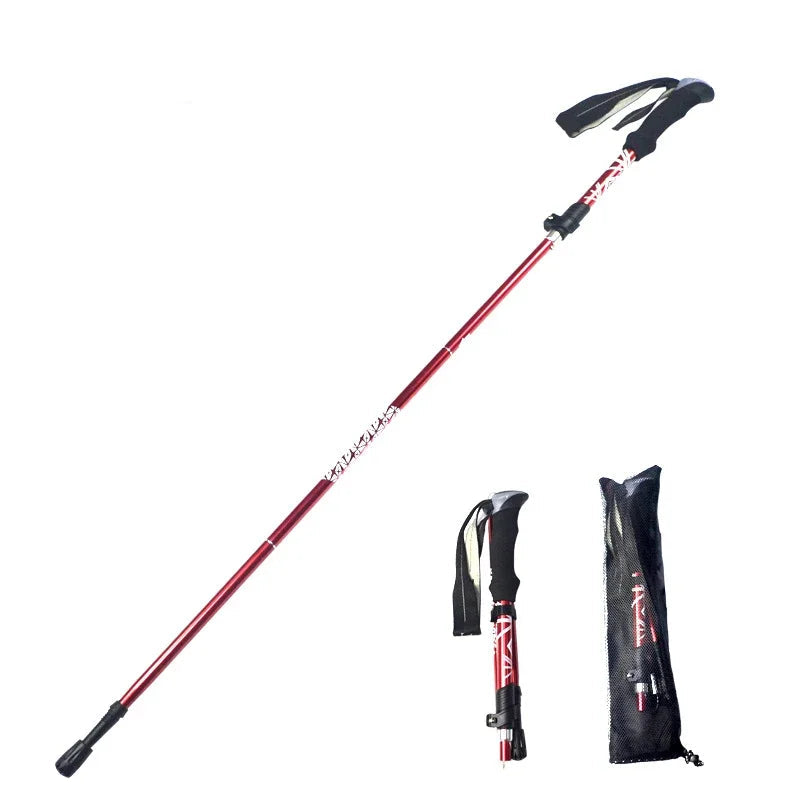 Telescopic Trekking Pole 5 Section Folding Portable with Carry Bag