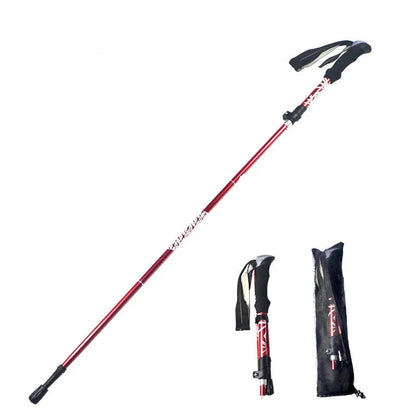 Telescopic Trekking Pole 5 Section Folding Portable with Carry Bag