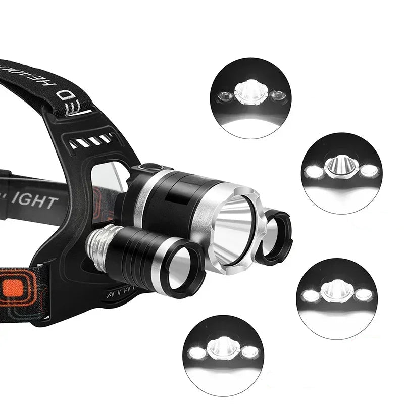 Rechargeable LED Headlamp 90° Adjustable for Camping