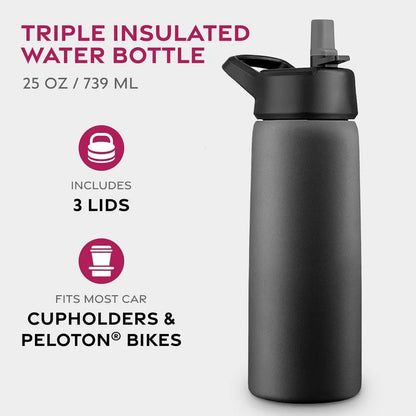 750ml Insulated Stainless Steel Bottle – Hot & Cold with Straw and Flip Lid for Hiking