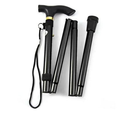 Folding Walking Stick Aluminum Alloy Anti Slip Lightweight 4 Section Adjustable for Hiking