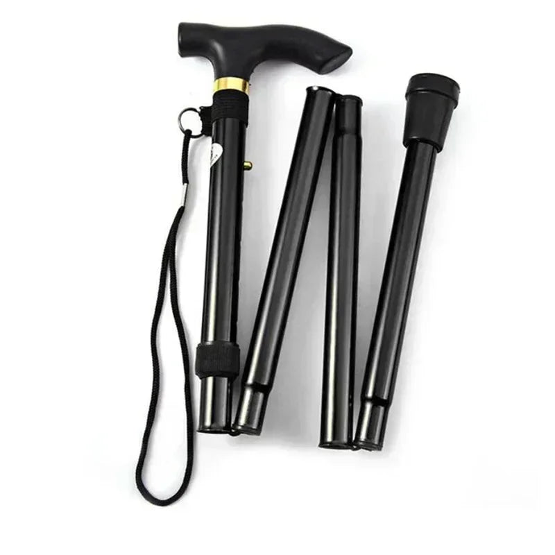 Folding Trekking Pole Aluminum Alloy 4 Section Adjustable Anti Slip