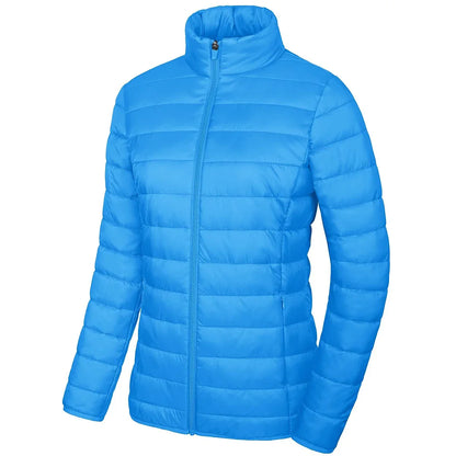 Women’s Lightweight Quilted Puffer Jacket Winter Zip Up Stand Collar