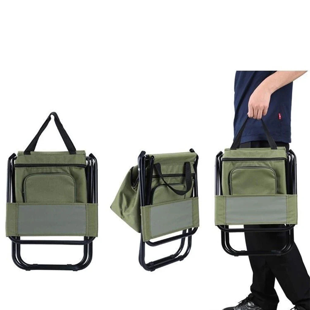 Folding Camping Chair with Backrest and Cooler Bag Lightweight